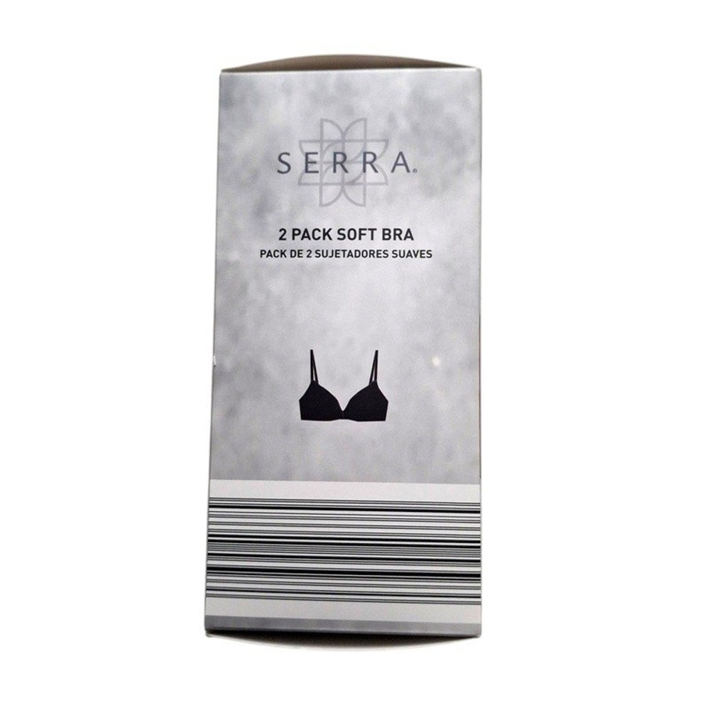 Serra Women Soft Bra Wireless Large Black 2 Pack Cotton Blend Comfort Basics - Picture 4 of 9